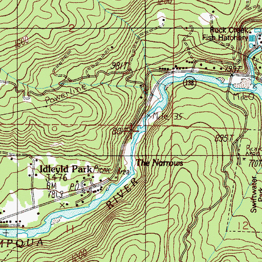 Topographic Map of The Narrows, OR