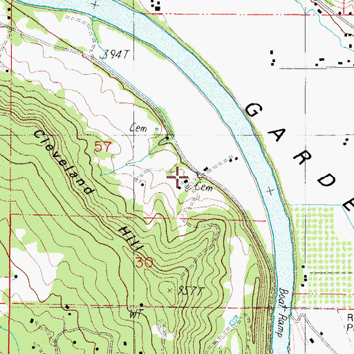 Topographic Map of La Brie Family Cemeteries, OR