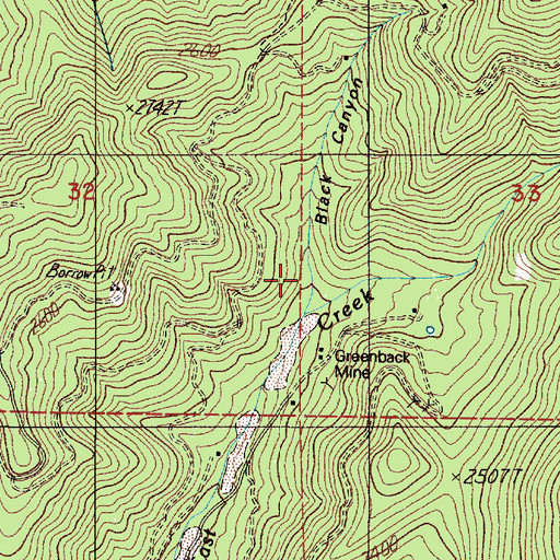 Topographic Map of Black Canyon, OR