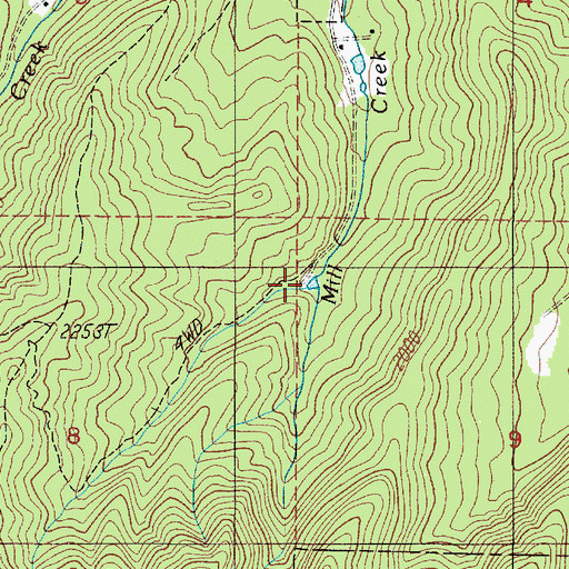 Topographic Map of Mill Creek Reservoir, OR