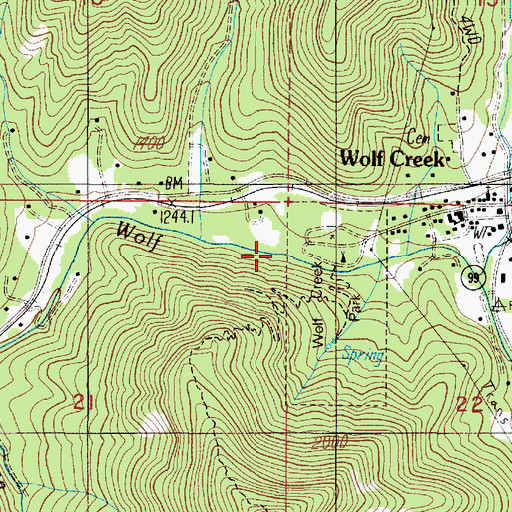 Topographic Map of Wolf Creek Pools, OR