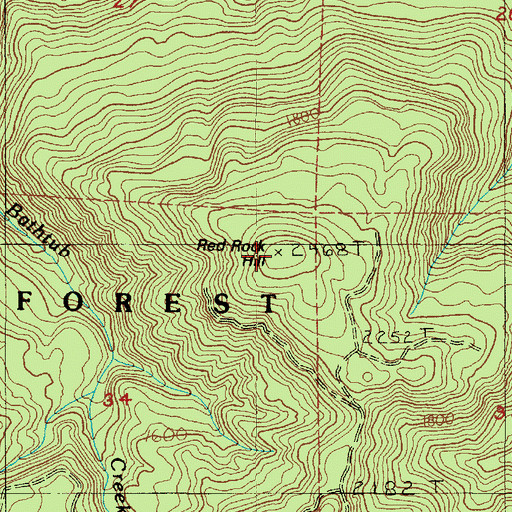 Topographic Map of Red Rock Hill, OR