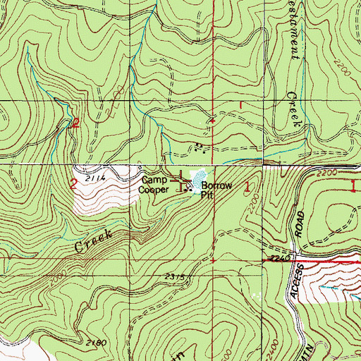 Topographic Map of Camp Cooper Reservoir, OR