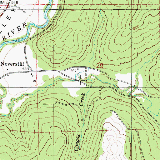 Topographic Map of Cougar Creek, OR