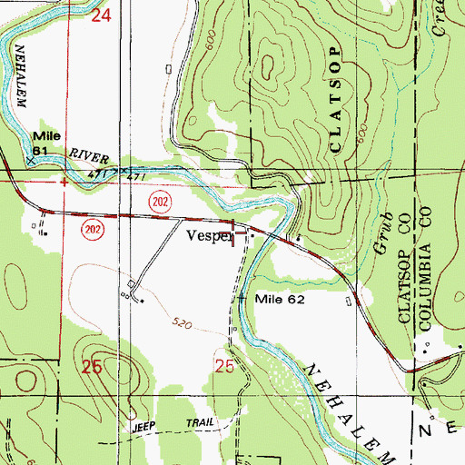Topographic Map of Vesper, OR