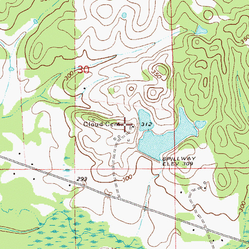 Topographic Map of Cloud Cemetery, AL