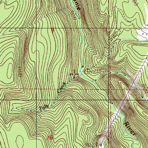 Topographic Map of Falls Creek, OR