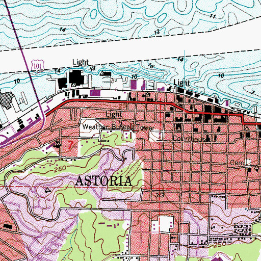 Topographic Map of Weather Bureau Tower, OR