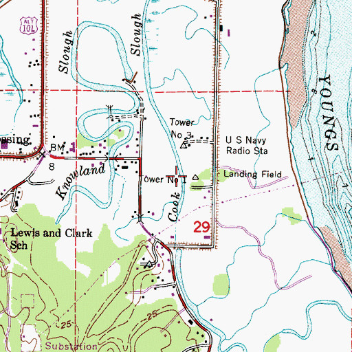 Topographic Map of United States Navy Radio Tower Number One, OR