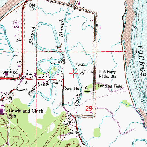 Topographic Map of United States Navy Radio Tower Number Three, OR