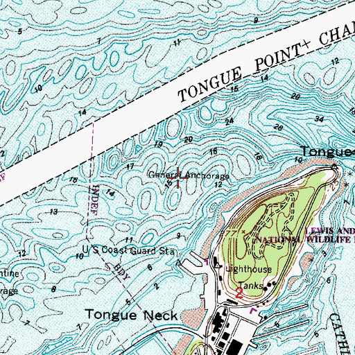 Topographic Map of General Anchorage Harbor, OR