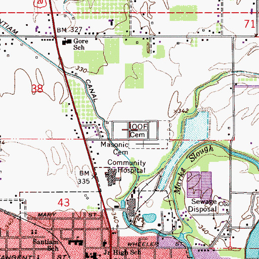 Topographic Map of Independent Order of Odd Fellows Cemetery, OR