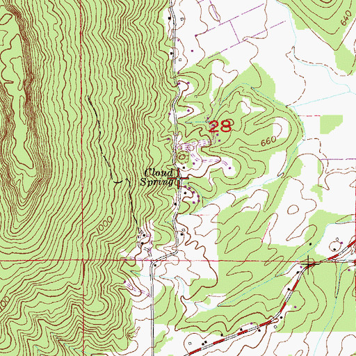 Topographic Map of Cloud Spring, AL