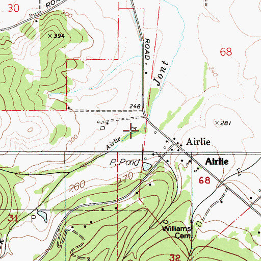 Topographic Map of Airlie Creek, OR