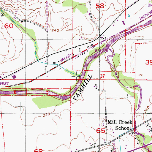 Topographic Map of Ash Creek, OR