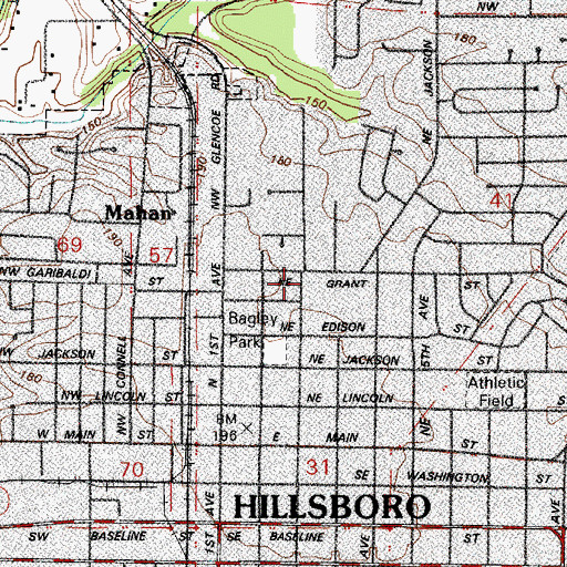 Topographic Map of Peter Boscow Elementary School (historical), OR