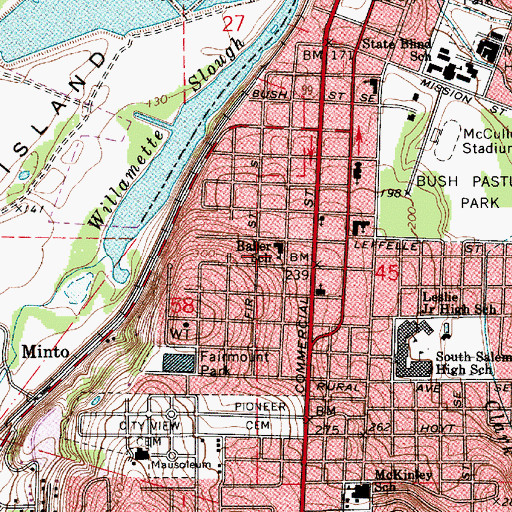 Topographic Map of Baker Elementary School (historical), OR