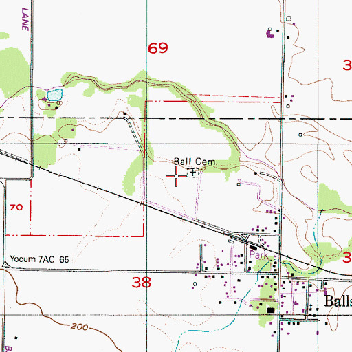 Topographic Map of Ball Cemetery, OR