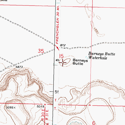 Topographic Map of Barneys Butte, OR
