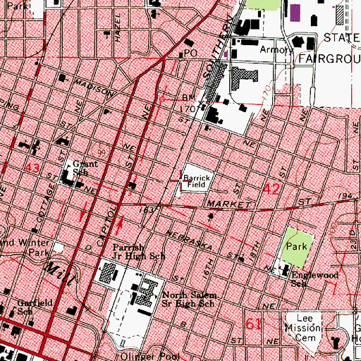 Topographic Map of Barrick Field City Park, OR