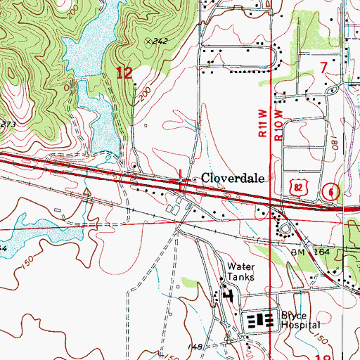 Topographic Map of Cloverdale, AL