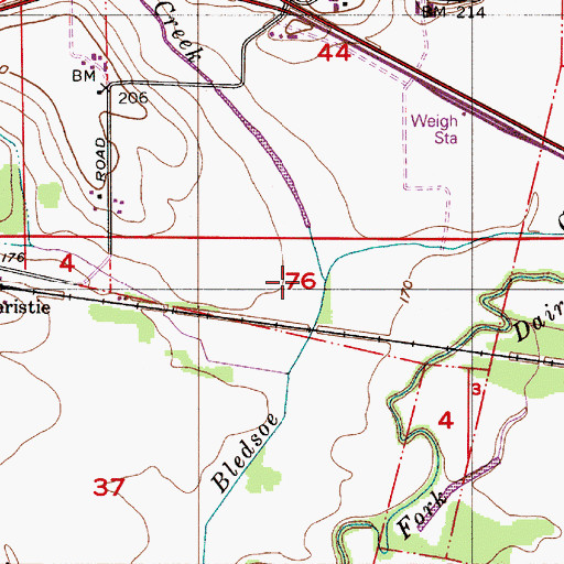 Topographic Map of Bausch Creek, OR