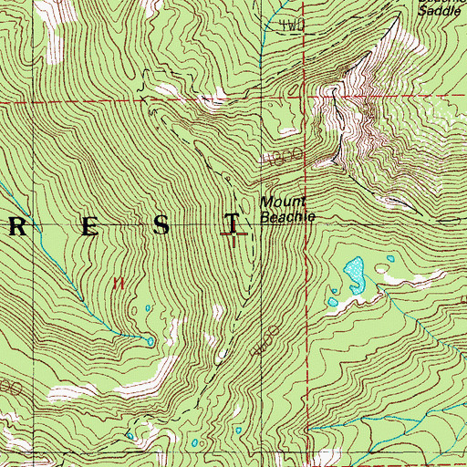 Topographic Map of Mount Beachie, OR