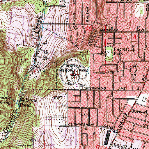 Topographic Map of Belcrest Memorial Park, OR