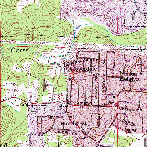 Topographic Map of Cloverdale, AL
