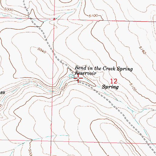 Topographic Map of Bend in the Creek Spring Reservoir, OR
