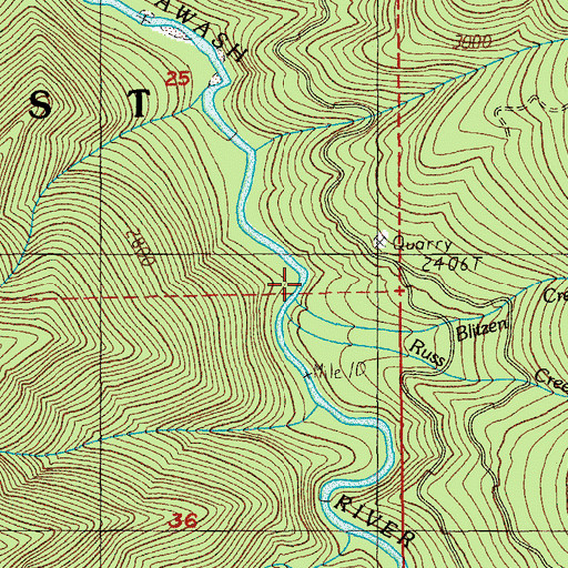 Topographic Map of Blitzen Creek, OR