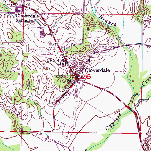 Topographic Map of Cloverdale, AL