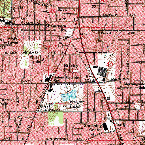 Topographic Map of Gracemont City Park, OR