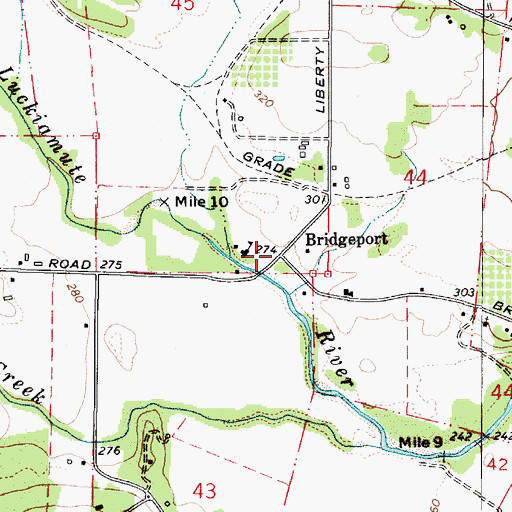 Topographic Map of Bridgeport, OR