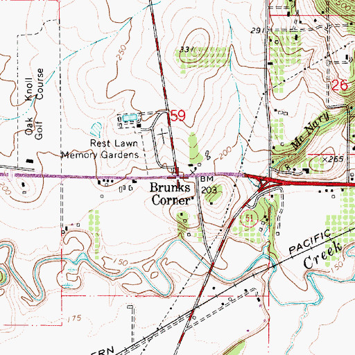Topographic Map of Brunks Corner, OR