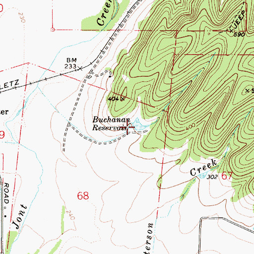 Topographic Map of Buchanan Reservoir, OR