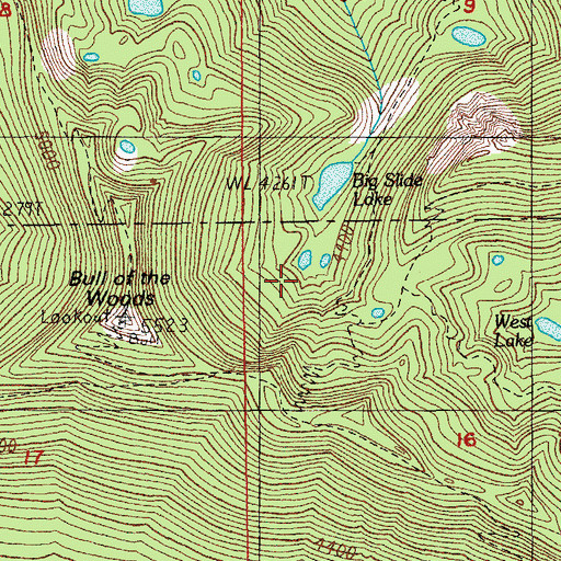 Topographic Map of Bull of the Woods, OR