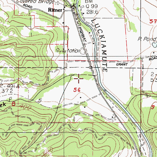 Topographic Map of Bump Creek, OR