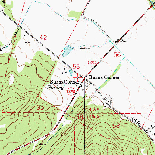 Topographic Map of Burns Corner, OR