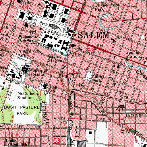 Topographic Map of Bush Elementary School, OR