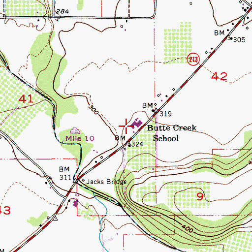 Topographic Map of Butte Creek Elementary School, OR