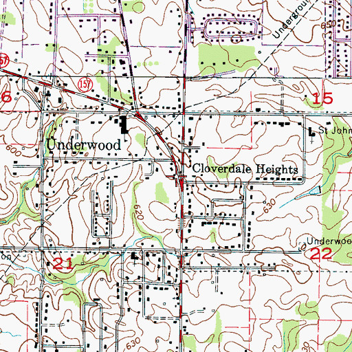 Topographic Map of Cloverdale Heights, AL