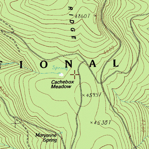 Topographic Map of Cachebox Meadow, OR
