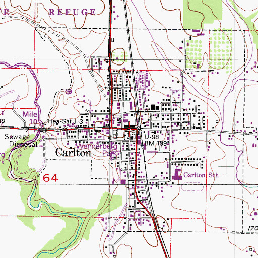 Topographic Map of Carlton, OR