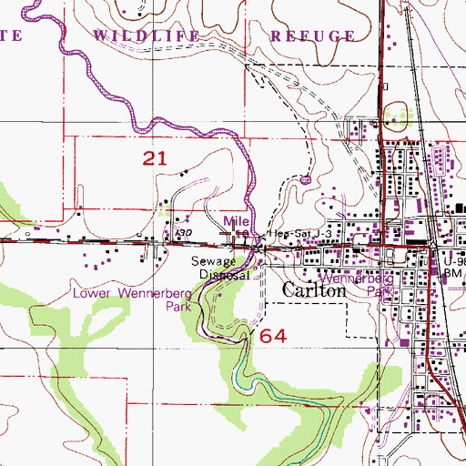 Topographic Map of Carlton Lake (historical), OR