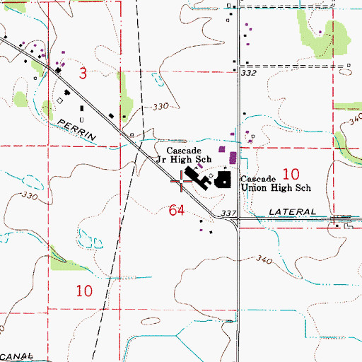 Topographic Map of Cascade Junior High School, OR