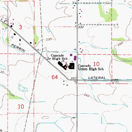 Topographic Map of Cascade Senior High School, OR