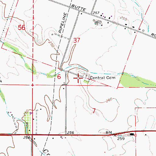 Topographic Map of Central Cemetery, OR