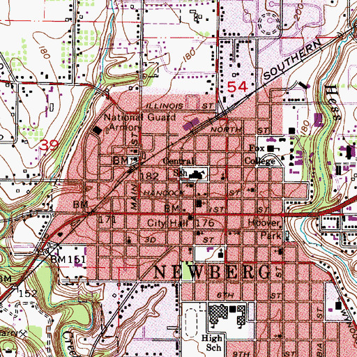 Topographic Map of Central School (historical), OR