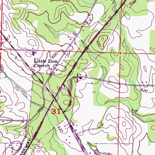 Topographic Map of Cloverdale School, AL